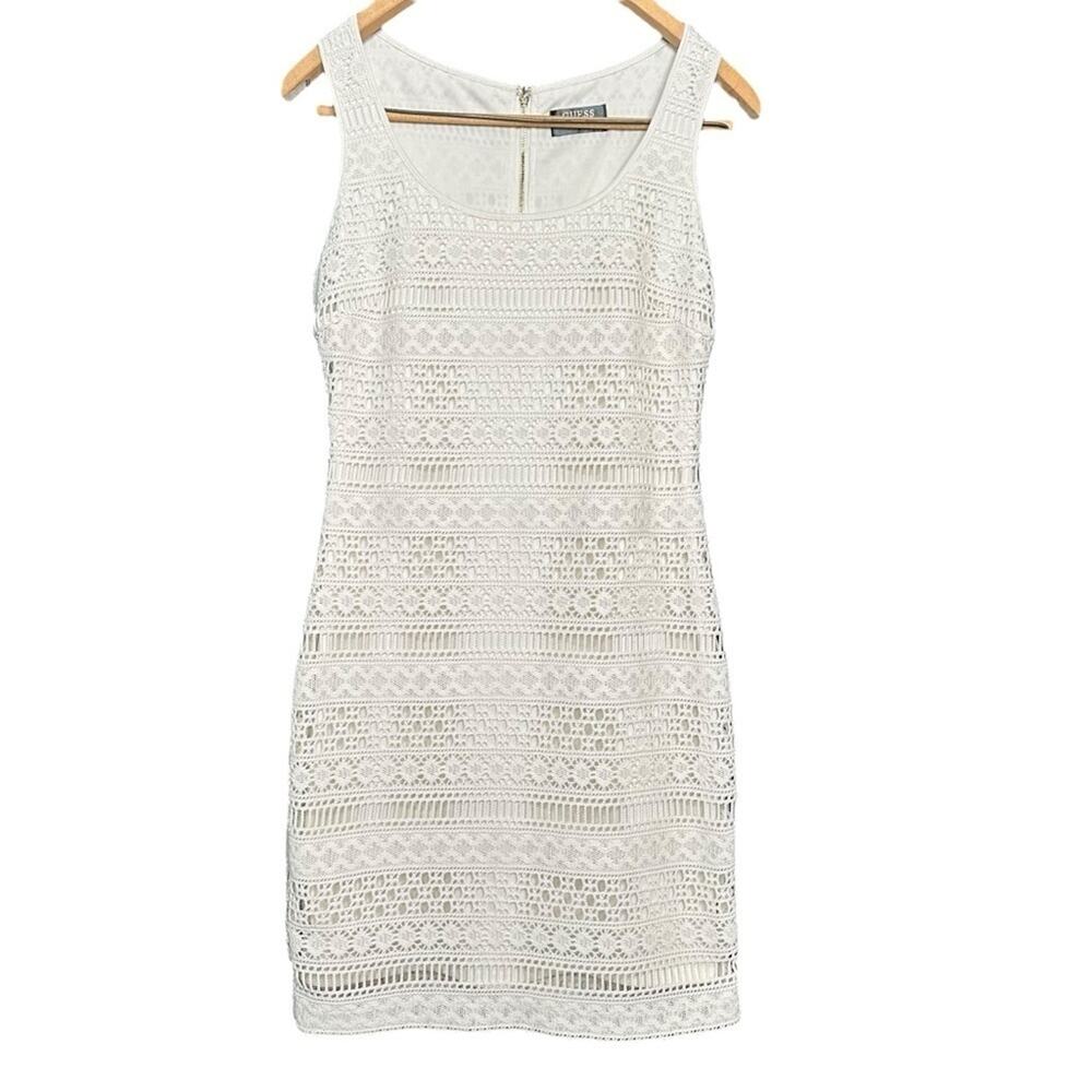 Guess Cream Sleeveless Lace Knit Dress S